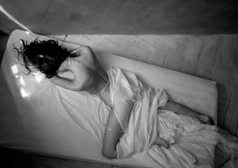 Girl in Sheets Art Print