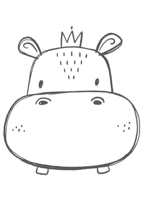 Hand Drawn Hippo Print Art Print
