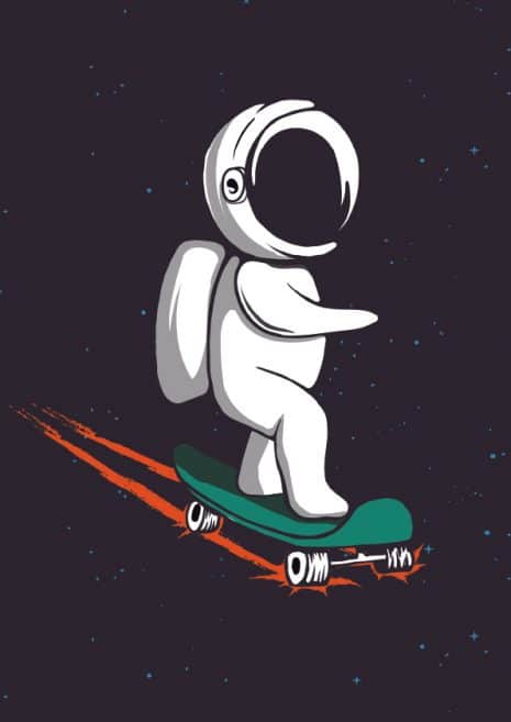 Astronaut Skating Art Print